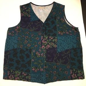 Cold water creek Floral Block pattern vest large